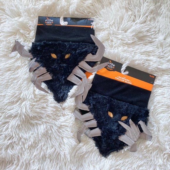 NWT Target Halloween Black Spider Dog Collar Slide Bandana Costume Reflective - Picture 1 of 7